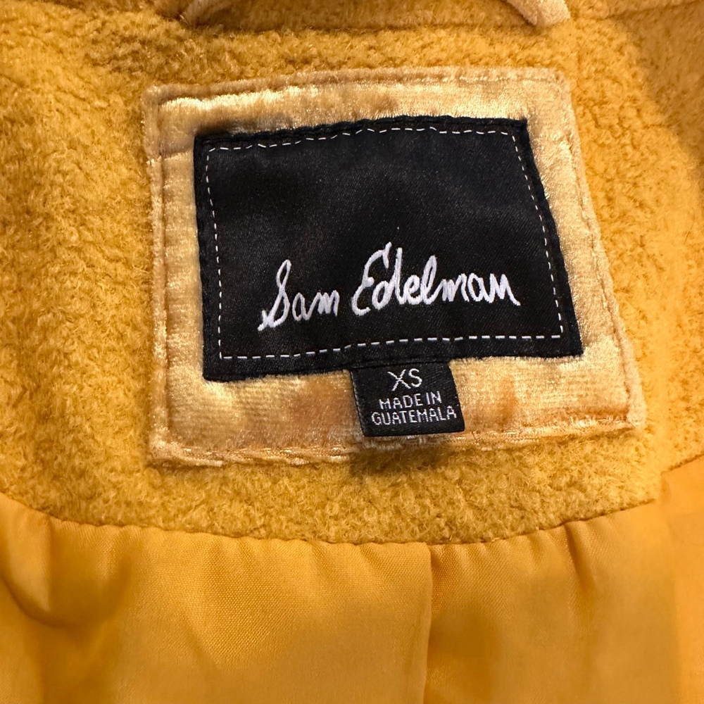 Sam Edelman | Mustard Ochre Wool Blend Walker Coat XS | Tailored Minimal Luxe - Picture 6 of 12